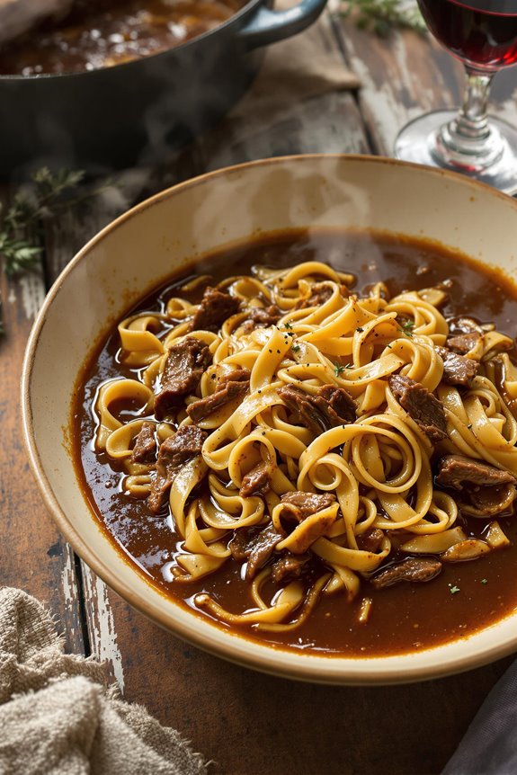 beef and noodles comfort dish