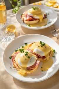 brunch with poached eggs