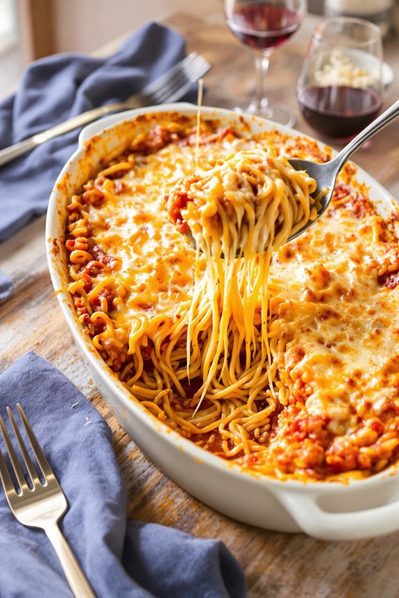 cheesy baked spaghetti delight