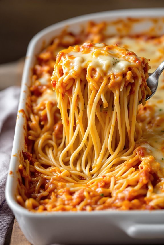 cheesy homestyle baked spaghetti