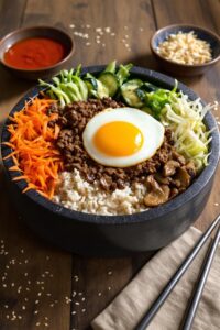 colorful korean rice bowl