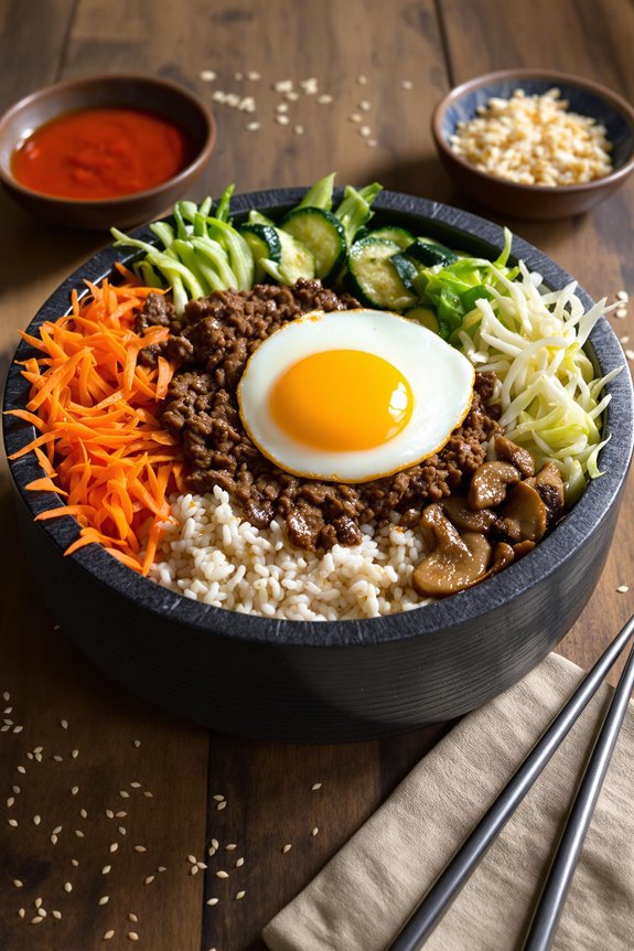 colorful korean rice bowl