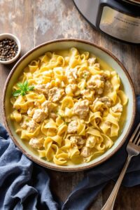 comforting chicken noodle dish
