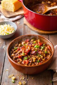 comforting chili with bacon