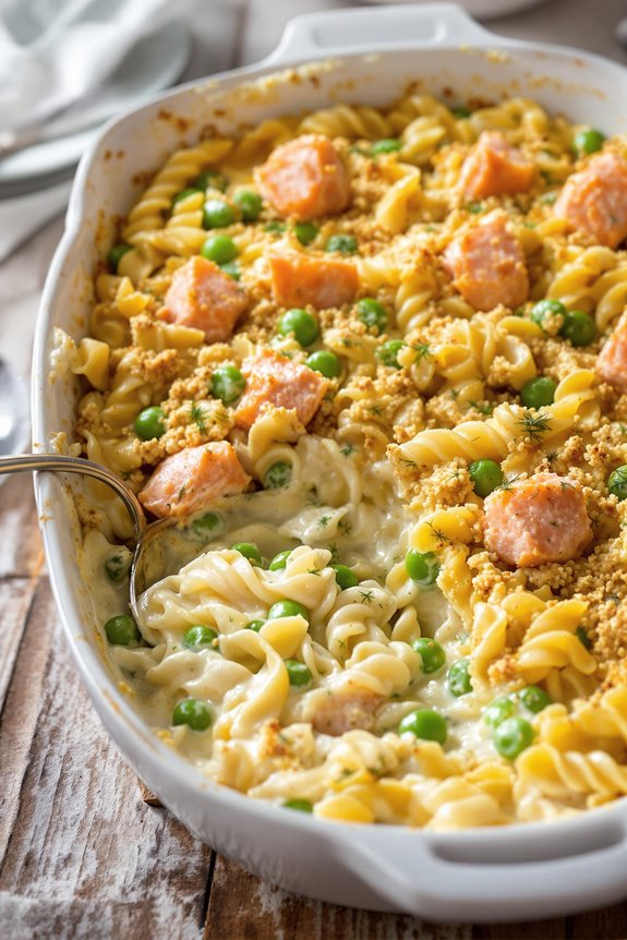 creamy salmon alfredo casserole