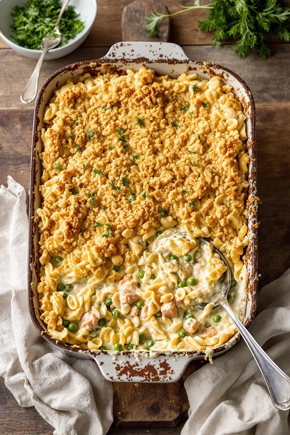 creamy salmon alfredo casserole