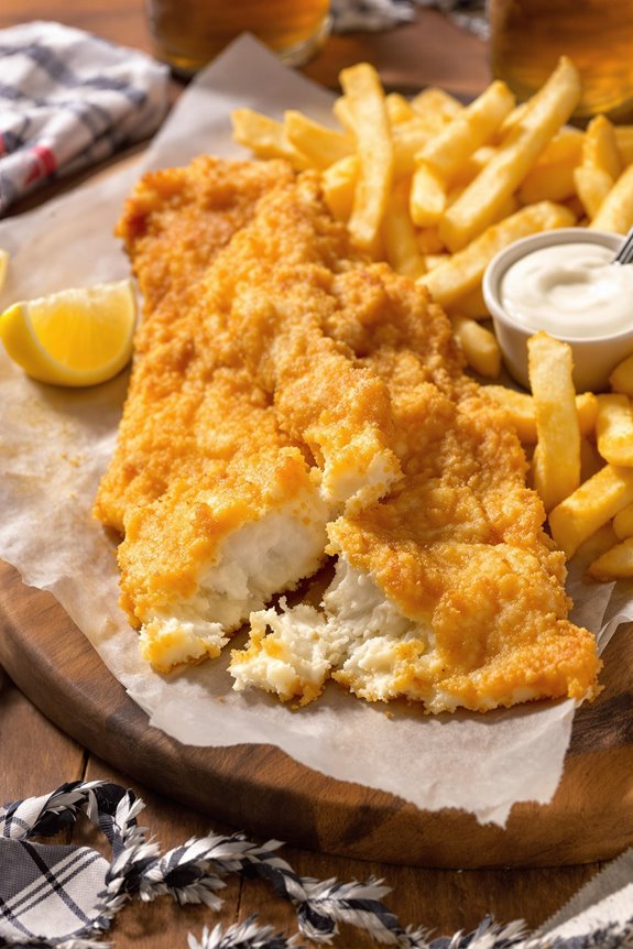 crispy battered fish frying