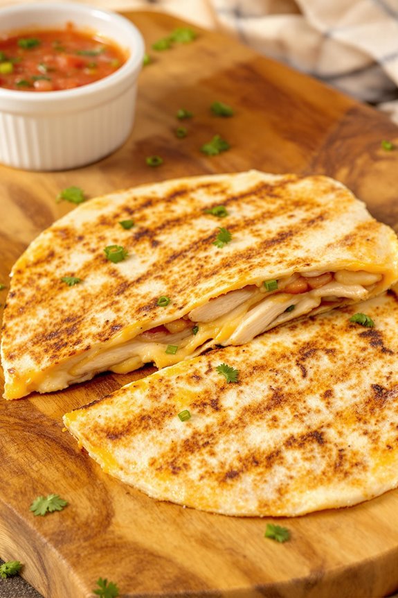 fire grilled cheesy chicken quesadillas