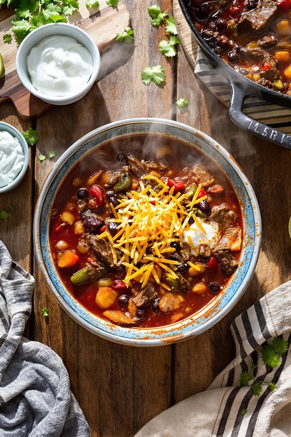 hearty steak fajita chili