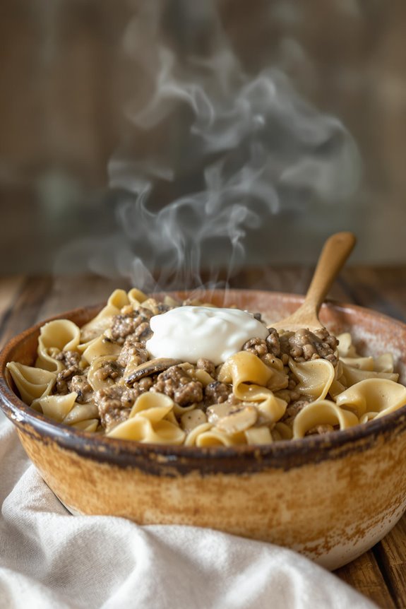 homemade ground beef stroganoff