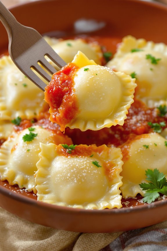 homemade ravioli with creamy filling
