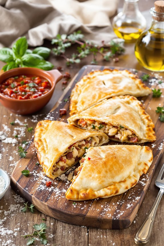 homemade rustic italian calzone