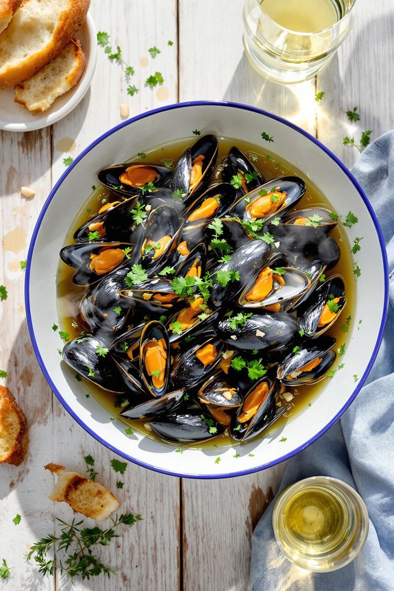mussels steamed in wine