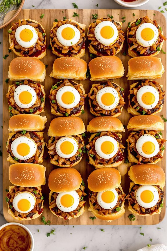 quail egg onion slider