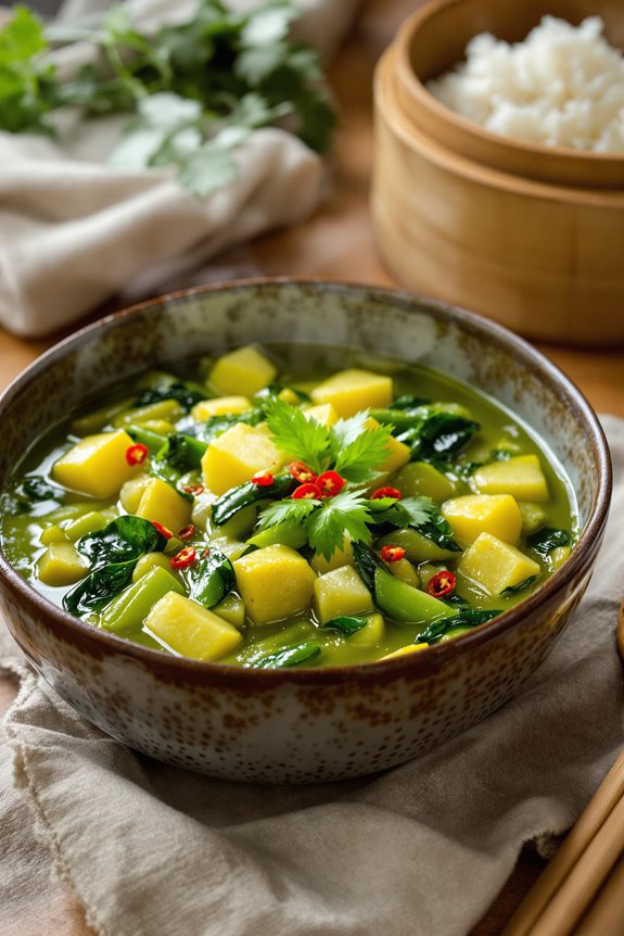 aromatic thai green curry preparation