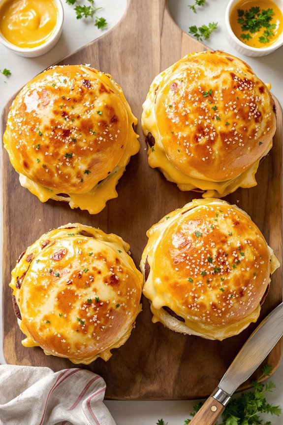cheesy broiled swiss buns