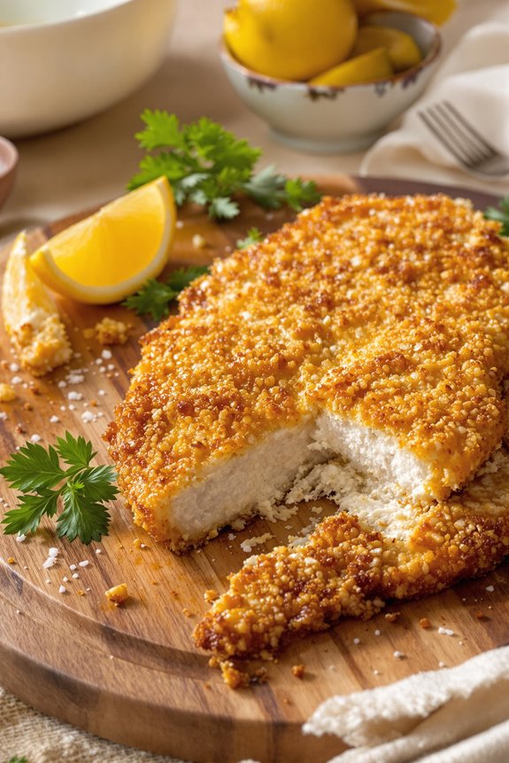 crispy coating tenderized pork