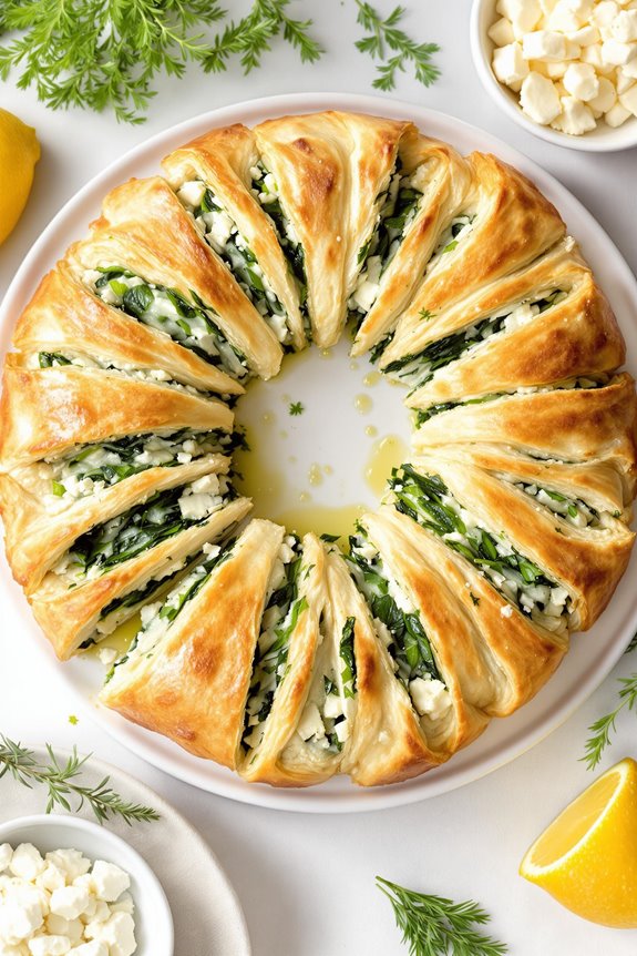 flaky spinach filled pastry