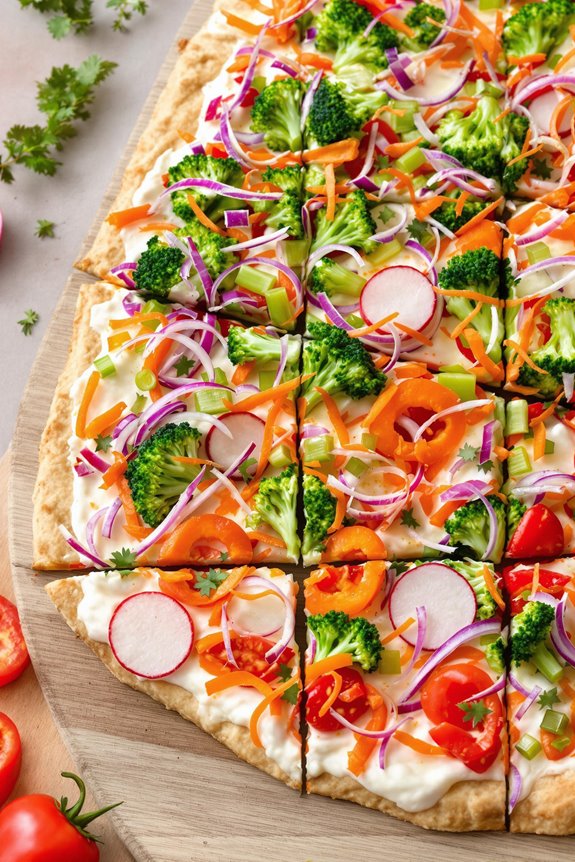 fresh and crunchy veggie pizza