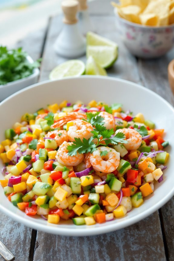 lime marinated shrimp ceviche preparation