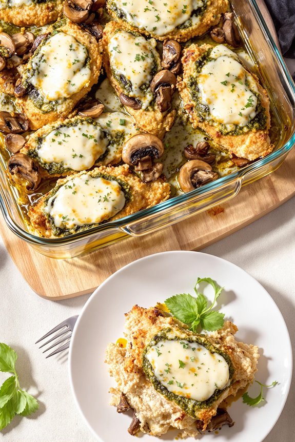 pesto chicken with mushrooms