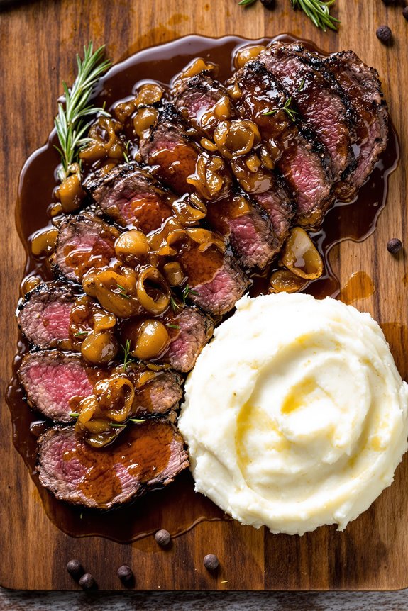 sizzling steak with onions