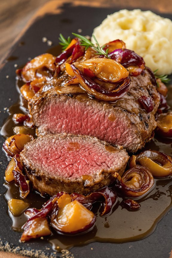 steak with caramelized onion sauce
